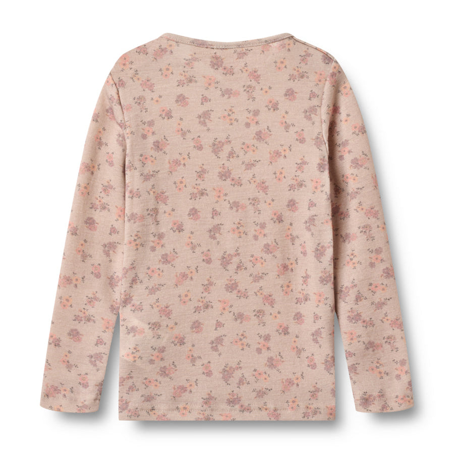 Wool T-Shirt L/S Alfie - Flowers