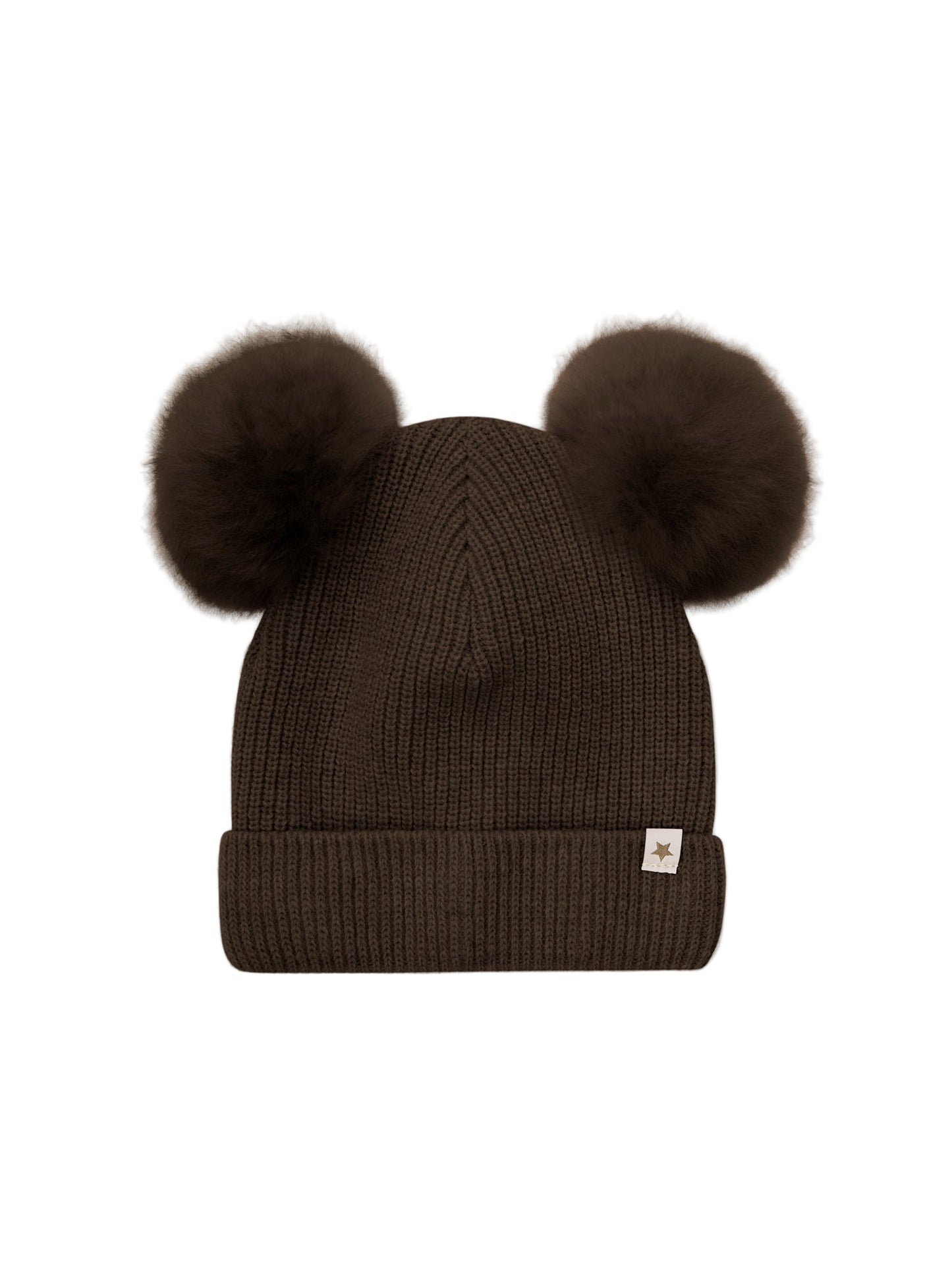 Hat Knit Alpaca Pompoms