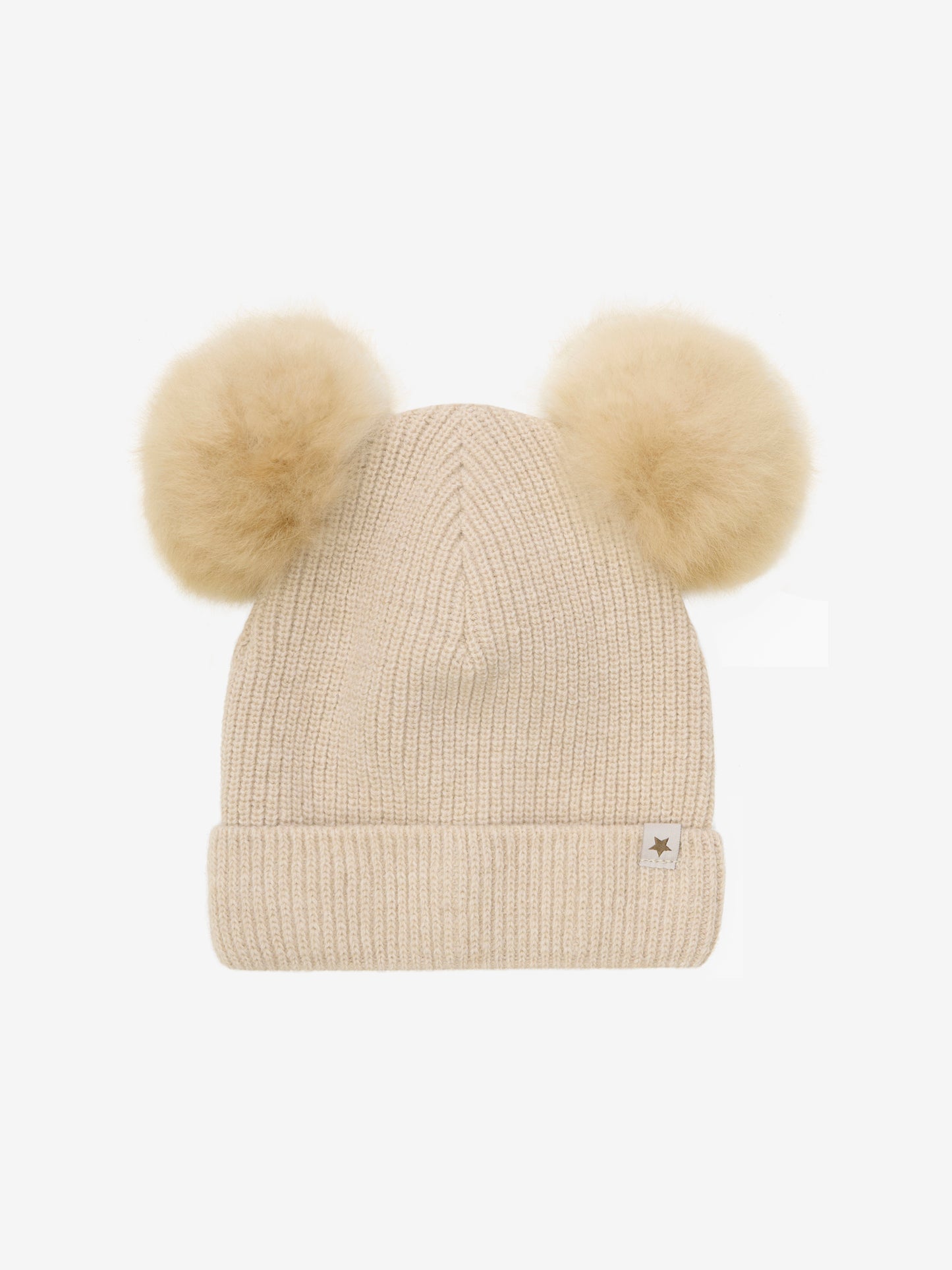 Hat Knit Alpaca Pompoms