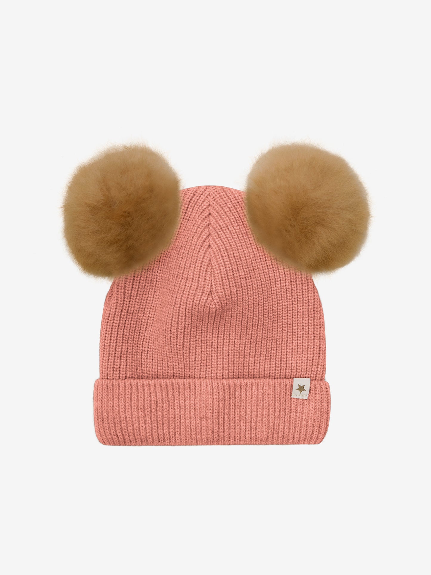 Hat Knit Alpaca Pompoms