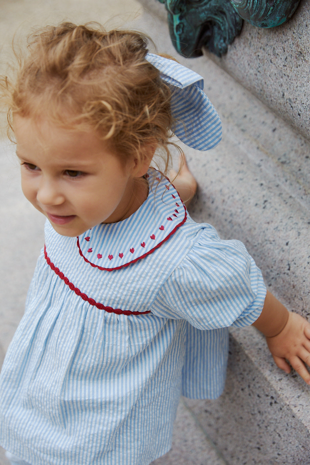 Seersucker Tunic with Heart Print