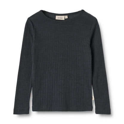 Wool Silk t-shirt L/S Alfie - Ribbed