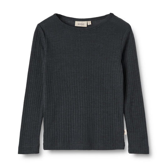 Wool Silk t-shirt L/S Alfie - Ribbed