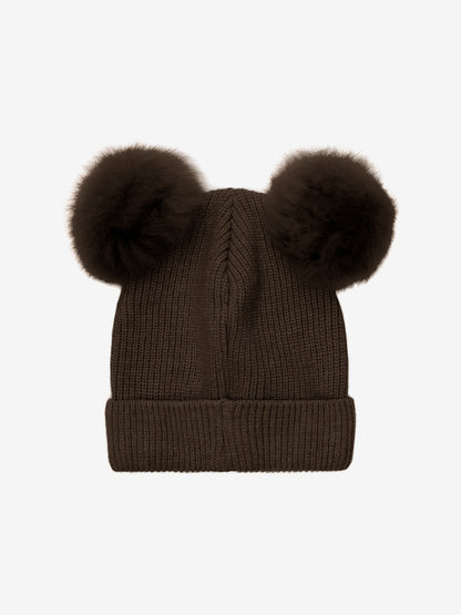 Hat Knit Alpaca Pompoms