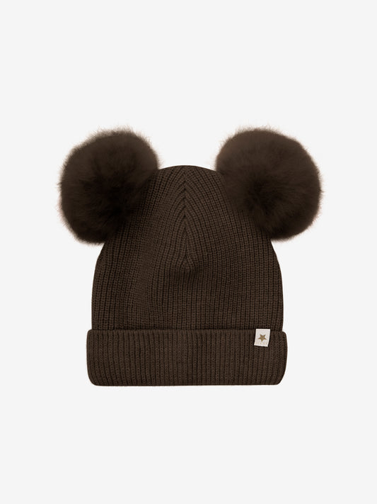 Hat Knit Alpaca Pompoms