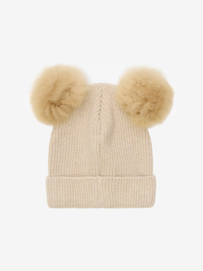 Hat Knit Alpaca Pompoms
