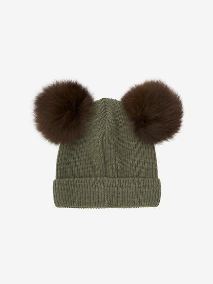 Hat Knit Alpaca Pompoms