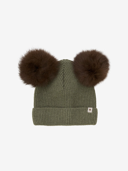 Hat Knit Alpaca Pompoms