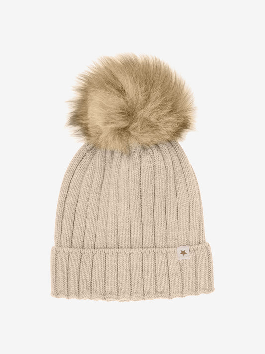 Hat Knit Alpaca Pompoms